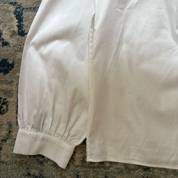 Anthropologie Maeve Poplin Double Tie White Long Sleeve Blouse - Picture 5 of 8
